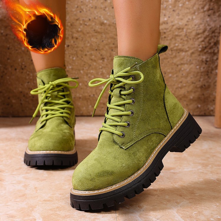 Women’s Lace-Up Suede Fleece-Lined Ankle Boots | Cozy Winter Boots
