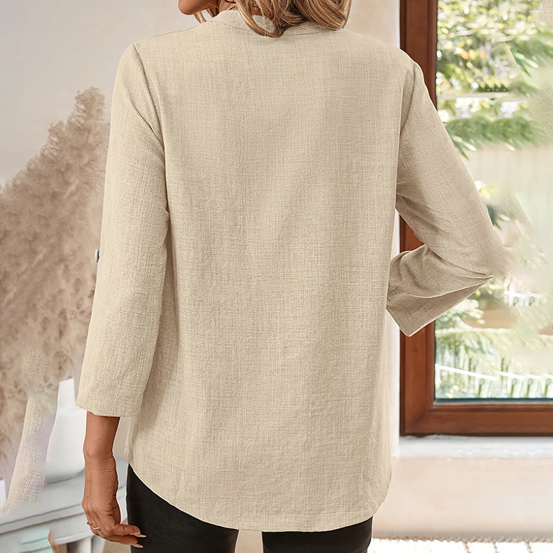 Womens Casual Summer Shirts Notch V Neck Blouses