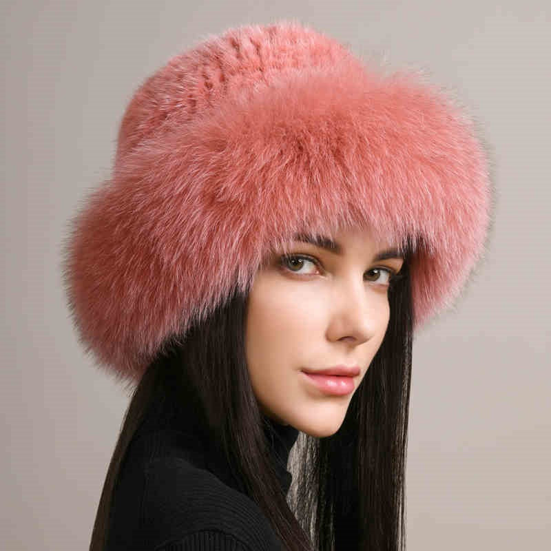 Women’s Mink Hair Winter Hat – Braided Fur Warm Elegant Beanie