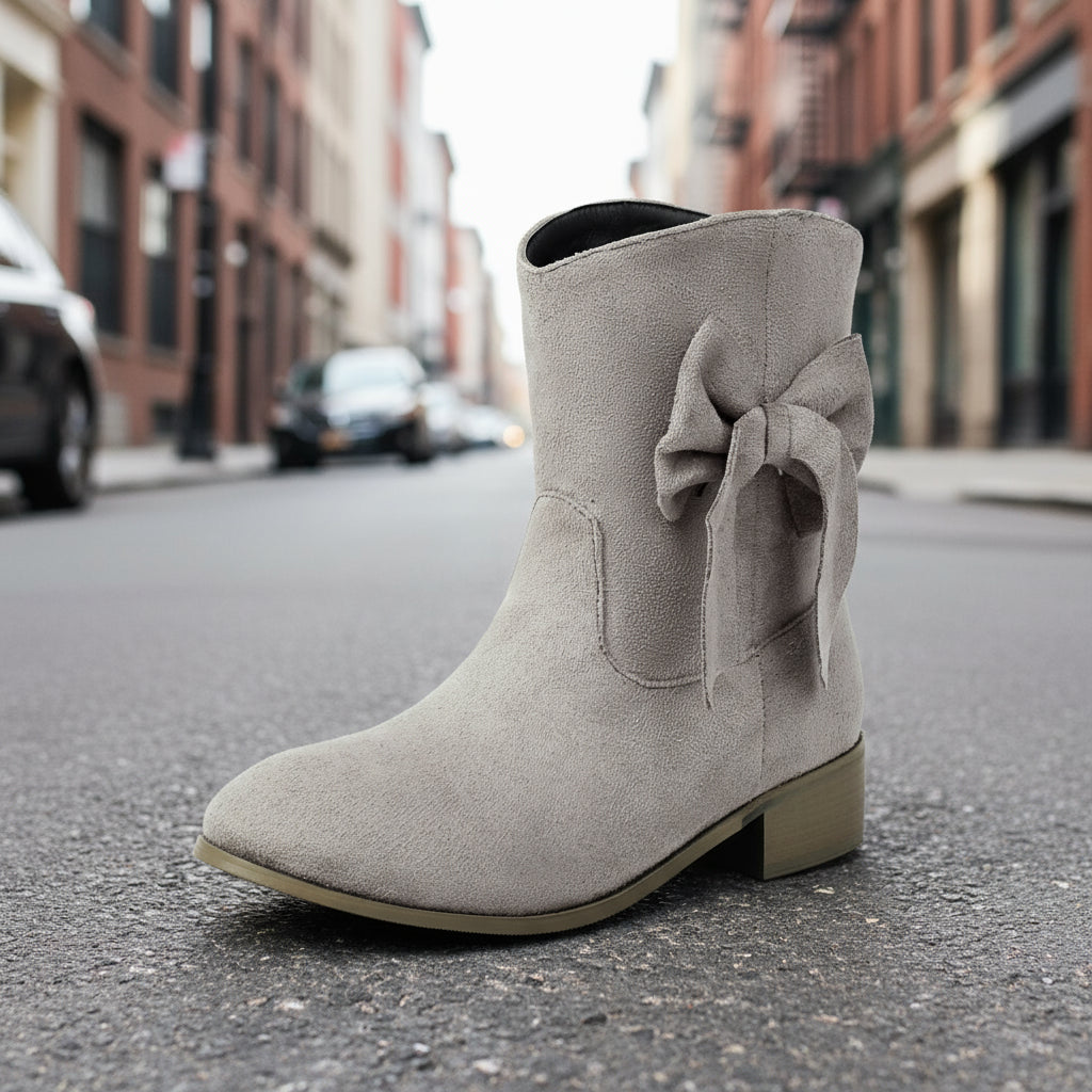 Low Heel Suede Large Size Sweet Bow Casual Boots