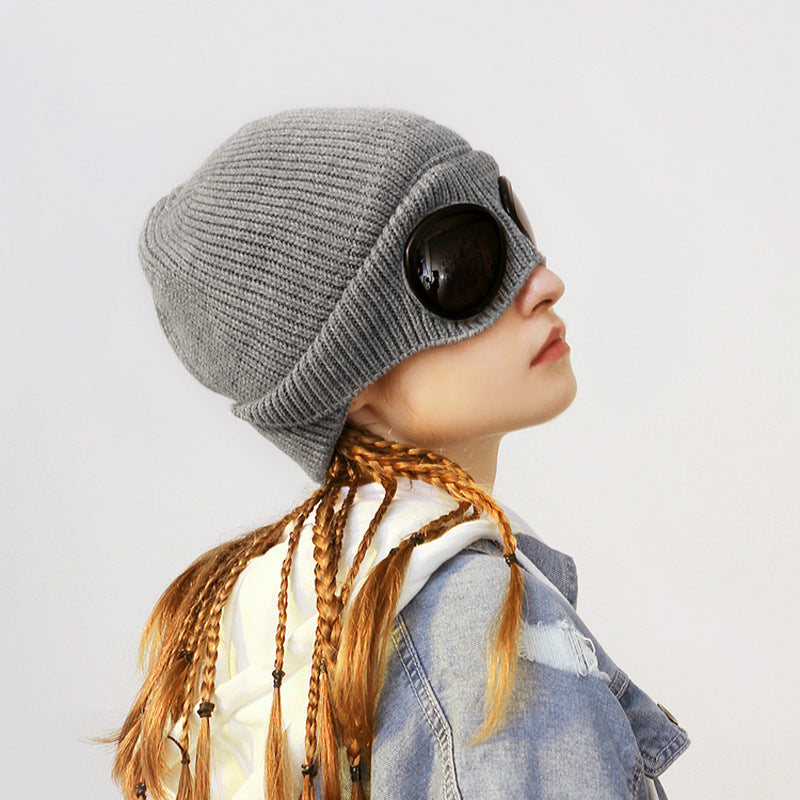 Women’s Pilot Wool Knit Hat – Winter Warm Knitted Aviator-Style Hat