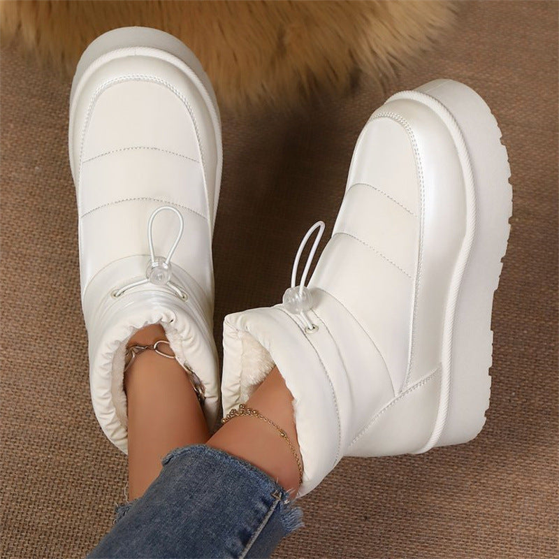 Women’s Fleece-Lined Short Boots – Warm Cotton Lined Winter Ankle Boots