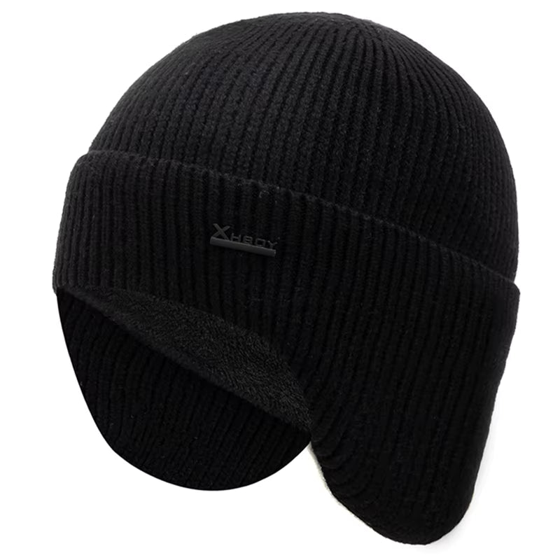 Fleece-Lined Earflap Cap – Warm Winter Outdoor Beanie