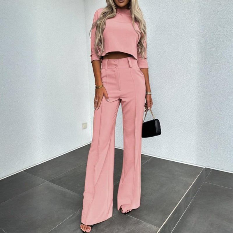 Women's Elegant Solid Color Half Sleeve Short Top