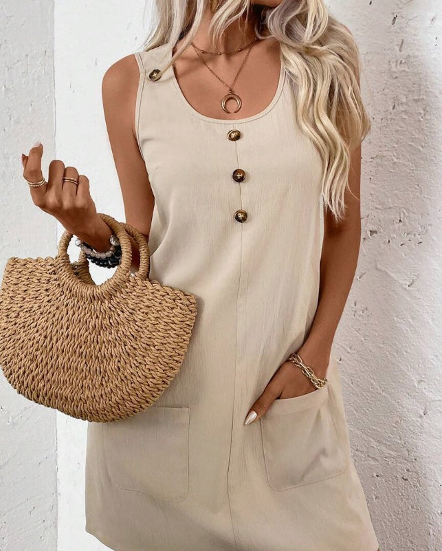 Women’s Solid‑Color Sleeveless A‑Line Dress