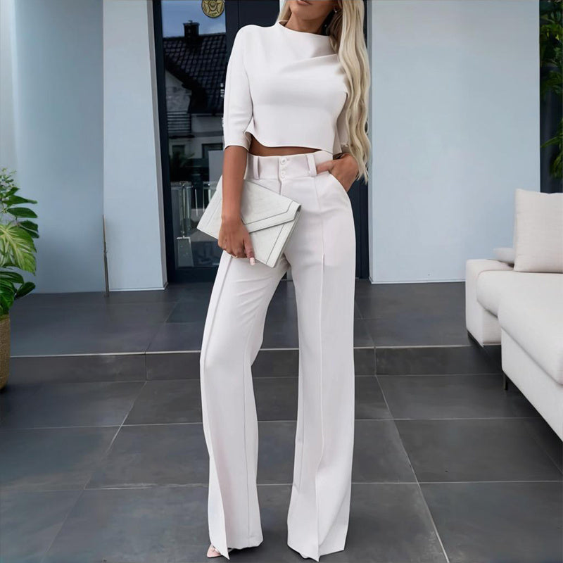 Women's Elegant Solid Color Half Sleeve Short Top
