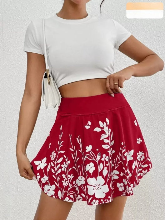 🌼 Women's Minimalist Floral Print High-Waisted Shorts with Pockets