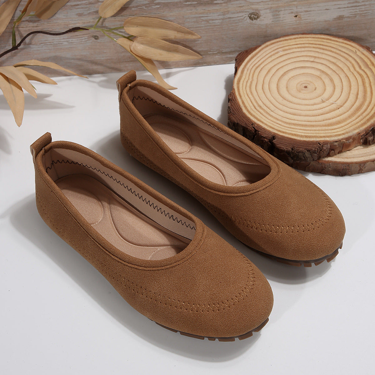 Women’s Low-Cut Round Toe Loafers – Slip-On Flat Casual Shoes